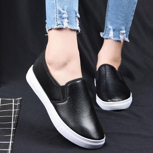 Soled Ladies Flat Shoe - Black