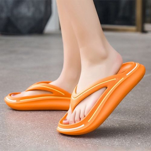 Generic Flip Flops Men Cloud Slippers Thick Platform Summer Shoes Memory  Foam Pillow Slides Orthopedic Clip Toe Beach Sandals(#orange)