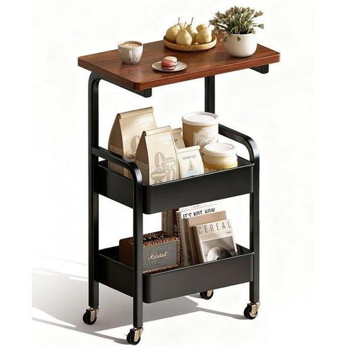 Generic Premium 3-Tier Mobile Wooden Coffee Table/trolley with Wheels - image 5