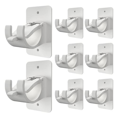 Generic 8PCS No Drill Curtain Rod Brackets No Drilling Curtain Rod Holders  Self Adhesive Curtain Rod Hooks Nail Free White