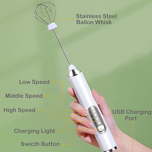 Electric Milk Frother Portable Egg Beater Usb Rechargeable