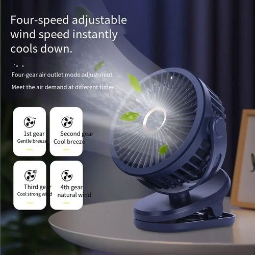 USB Plug-in Use Mini Clipped Fan 360° Rotation 2-speed Wind Desktop  Ventilator Silent Air Conditioner for Bedroom Office