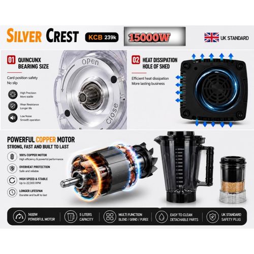 SILVER CREST  5Liters Heavy-Duty 15000W Blender & Grinder – Ultimate Multi-Function Kitchen Appliance - image 5