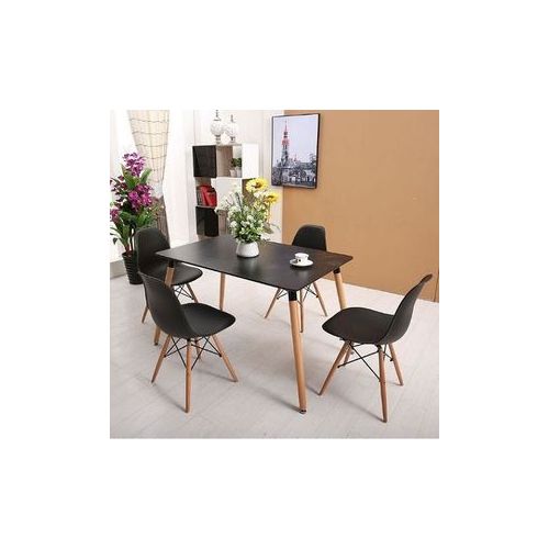 product_image_name-Generic-Wooden Leg Dining Table And 4 Chair Set (Black)-1