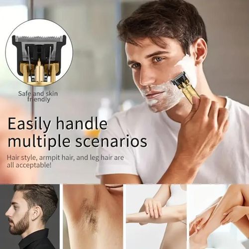 product_image_name-Generic-T-Shaped Beard Trimmer – USB Rechargeable – 4 Guide Combs & Lubricating Oil – Home Use Grooming Kit for Men-4