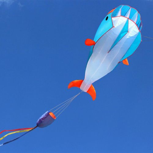 Generic 3D Huge Soft Parafoil Giant Frameless Dolphin Kite Blue