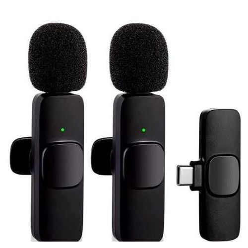 Generic ORIGINAL TECHMASTERS K9 Wireless Microphone 2.4GHz Professional Microphone (with clip) Compatible with Type-C devices (includes 2 microphones)