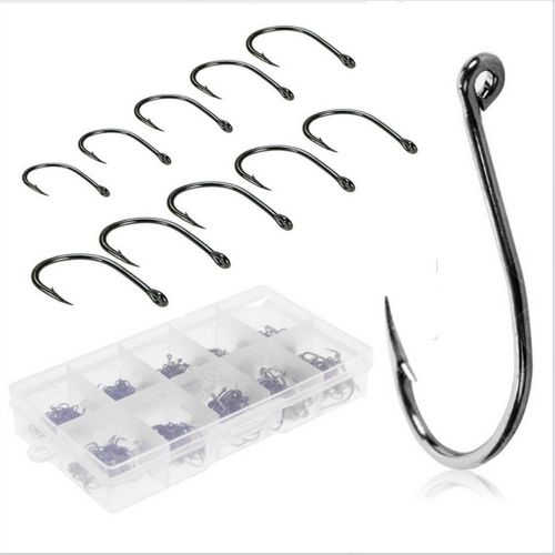 Generic 500pcs/box Size 3-12 Sharpened Iron Snelled Fish Bulk Hooks