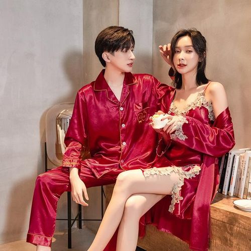 Generic Pajama Suit Red Satin Pajamas Sets Couple Long Sleeve Sleepwear Pijama Lover Night Suit Men Women Casual Home Clothing Jumia Nigeria