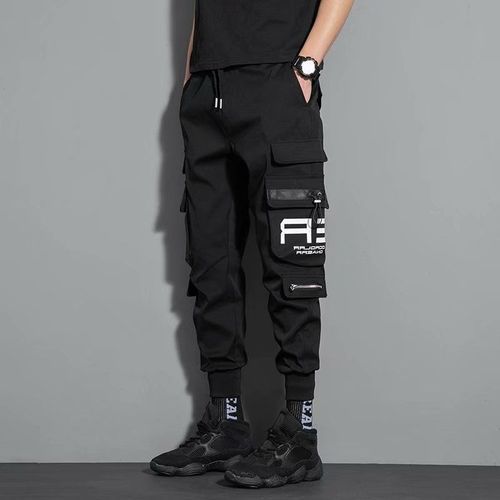 Fashion Teen Cool Pants Trendy Zippers Cargo Joggers - Black