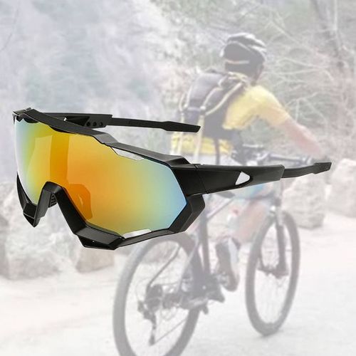 Generic Men Polarized Cycling Sunglasses UV400 Bike Black Frame Red Lens