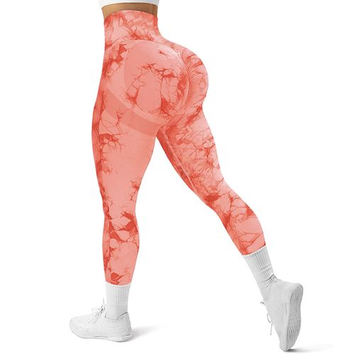 Generic Tie Dye Seamless Leggings For Women Fitness Scrunch Legging Workout  Gym Tights High Waist Sport Legging Activewear(#Tiedye Orange 3)