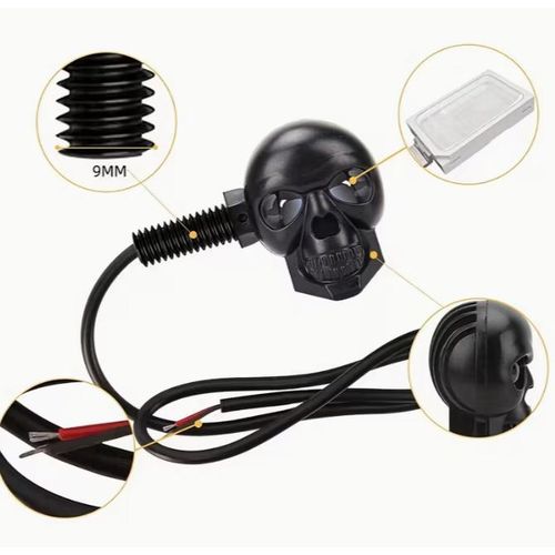 No Bands 2pc Motorcycle Skull LED Atmosphere Lights Screw White - image 2