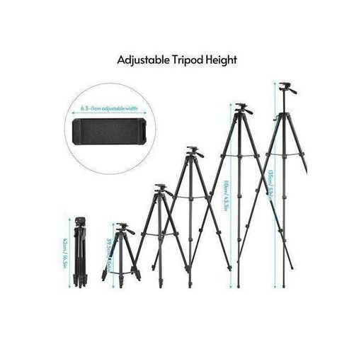 Generic Portable Tripod Stand 1.35m Height With Phone Clamp Remote - image 7