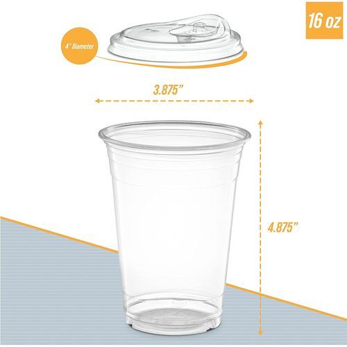 Comfy Package [50 Sets] 12 oz. Crystal Clear Plastic Cups With Strawless  Sip-Lids - Yahoo Shopping