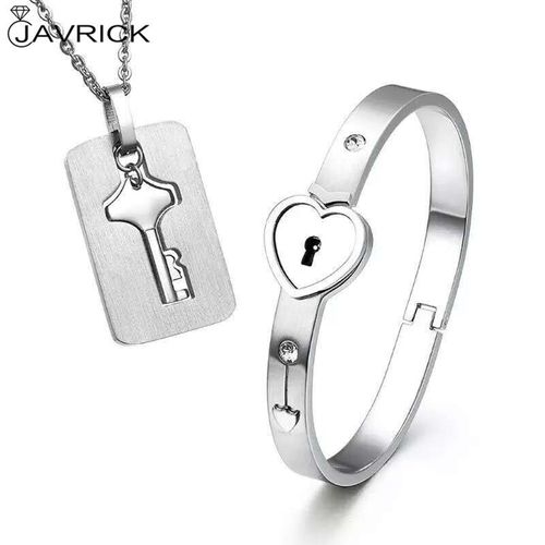 Uloveido Couples Stainless Steel Matching Heart Lock Pendant