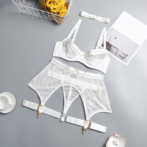 Generic Women Underwear Set, Mesh Lingerie,Polyester Transparent White XL