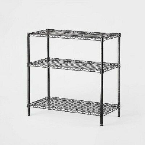 3 Tier Wide Wire Shelving Black - Brightroom™