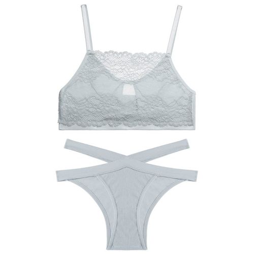 Fashion Finetoo Women Lace Bra Set Sexy Hollow Out Underwear Suit