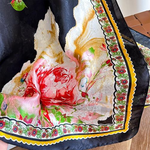 product_image_name-Fashion-Eid Ramadan Black Floral Abaya for Women Loose Long Muslim Dress 140*80cm Free Hijab Included-4