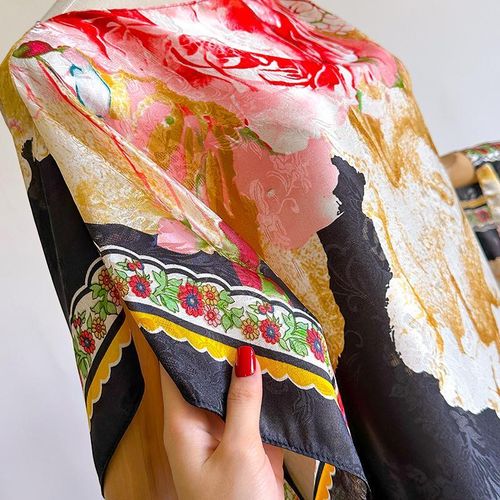 product_image_name-Fashion-Eid Ramadan Black Floral Abaya for Women Loose Long Muslim Dress 140*80cm Free Hijab Included-5