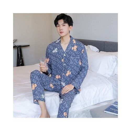 Generic Pajamas For Men Spring And Autumn Long Sleeve Cotton Silk Nightdress Set Jumia Nigeria