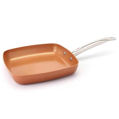  Non-stick Copper Square Pan with Ceramic Frying Pan Copper Oven  & Dishwasher Chef Square Fry Pan: Home & Kitchen