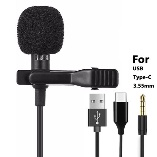 Microphone Lavalier à condensateur Portable, 1.5m, micro-cravate à