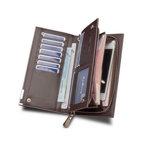 Fashion Executive Men's Zip Clutch Wallet – Multi-Card OrganizerBrown - image 2
