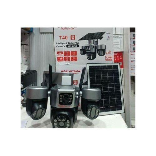 Generic 4-Lens AI Solar CCTV Camera – 4G Wireless Security Camera with Solar Panel, Human tracking & Night Vision T40