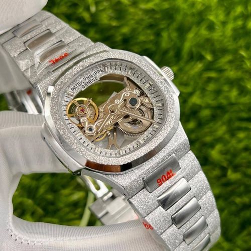 Fashion P P Nautilus Skeleton Dial Frosted Silver Automatic Watch - image 2