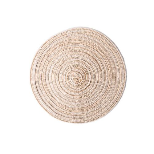 Generic Place Mat Round Shape Heat Insulation Cotton Kitchen-Beige