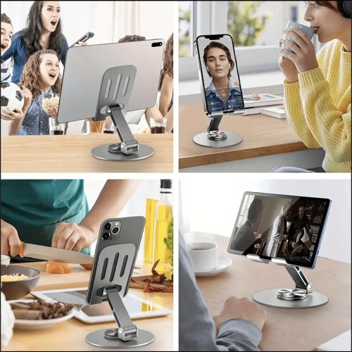 product_image_name-Advenza-Metal phone stand - rotatable, foldable, lazy-style carbon steel alloy phone holder, tablet live broadcast stand-8