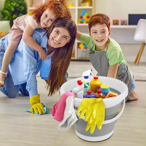 product_image_name-Generic-Collapsible Bucket with Handle 10L(2.6 Gallon), Portable Mop Bucket for Cleaning, Silicone Ice Buckets for Outdoor Camping Fishing Car Washing Household Cleaning Supplies, Large Plastic Wash Basin Tub-4
