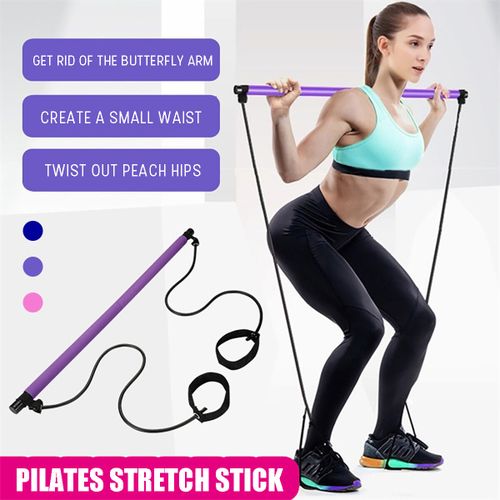 Generic Portable Pilates Strength Rope Gym Stick Yoga Exercise Bar Pilates  Train Rope Purple