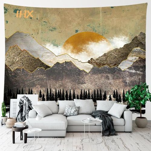 Generic Psychadelic Mountain Tapestry Wall Hanging Sun And Moon Landscap Large Cloth Wall Tapestry Boho Room Decor Aesthetic Decoration Jumia Nigeria