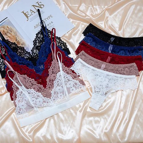 Women Fashion Ultrathin Underwear Lace Transparent Sexy Bra Set