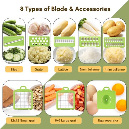 Multipurpose Vegetable Slicer, Stainless Steel Interchangeable Blades,  Multi Purpose Veggie Grater Cutter Shredder Mandoline Chopper Julienne  Peeler Dicer, Cuts Cabbage Cheese Vegetables Fruits, Professional Handheld  Kitchen Tool, Multi-Purpose Cole