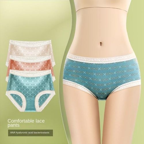 Generic Girls' Underwear Pure Cotton Antibacterial Flat Angle Seamless Mid  Waist Lace Pure Cotton Over Crotch Mother's Shorts