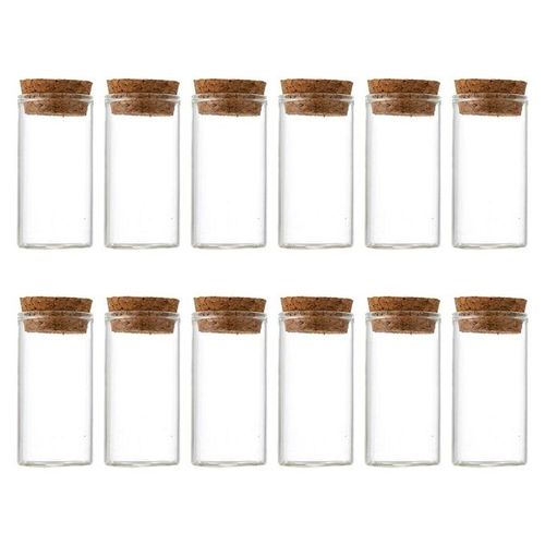 12 Pieces 25ml Clear Glass Bottles with Cork Stoppers Mini Small