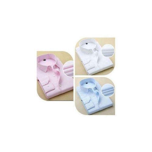 product_image_name-Fashion-3in1 Quality Office Plain Long Sleeve Pink, Sky Blue And White Shirt-1
