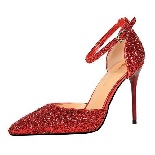 Red Sequin Heels - Etsy