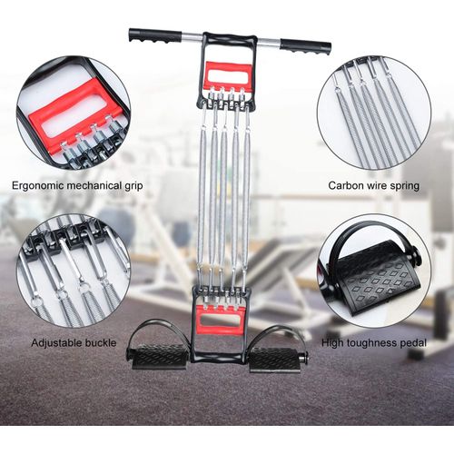 Chest Expander, Adjustable Chest Arm Expander Resistance Exercise System  Bands with 5 Spring 1 PCS 