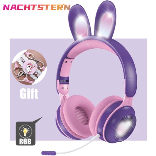 Cute Rabbit Ear Headset Wireless Microphone RGB