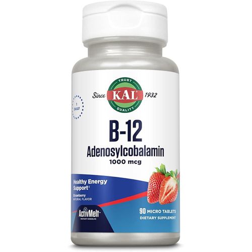 product_image_name-Solaray-Vitamin B12 Adenosylcobalamin 1000 mcg - B 12 Vitamin, Active B-12 1000mcg for Women & Men, Energy Support - Strawberry Flavor - 90 ActiveMelt Micro Tablets-1