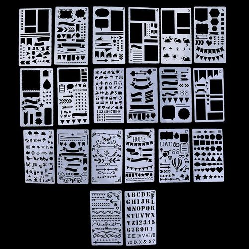 20 Pcs Bullet Journal Stencil Plastic Planner Set for DIY Drawing