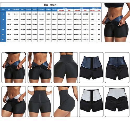 Fashion Women's Waist Shapewear Sauna Sweat Panties - Black Silver