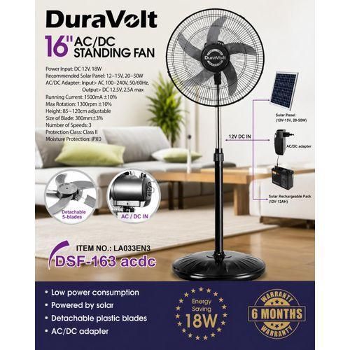 Duravolt 16-Inch AC/DC Standing Fan (Model: DSF-163 ACDC)