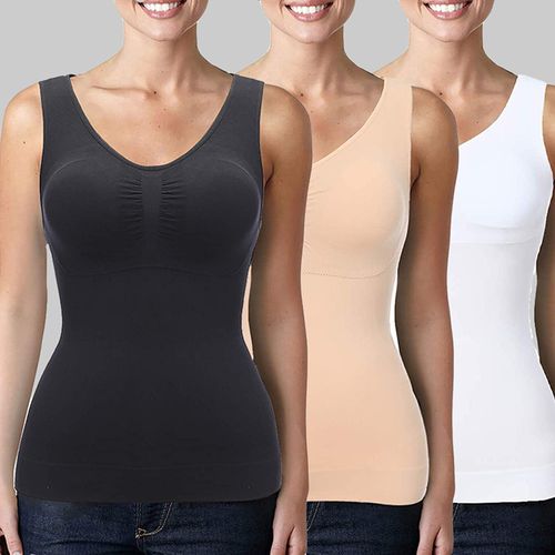 Fashion (Nude)Women Cami Shaper With Built In Bra Tummy Control Camisole  Tank Top Underskirts Shapewear Slimming Body Shaper Compression Vest XXA