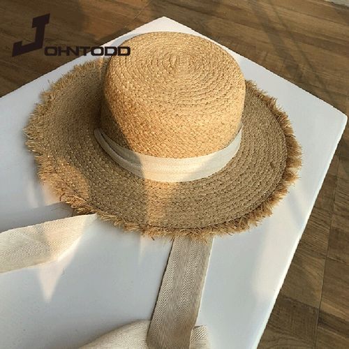 Women Sun Hats Ladies Caps Wide Brim Straw Hat Ribbon Sun Protection Panama  Caps